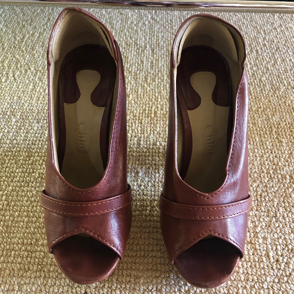 Chloe Brown Leather Lucite - Picture 5 of 7
